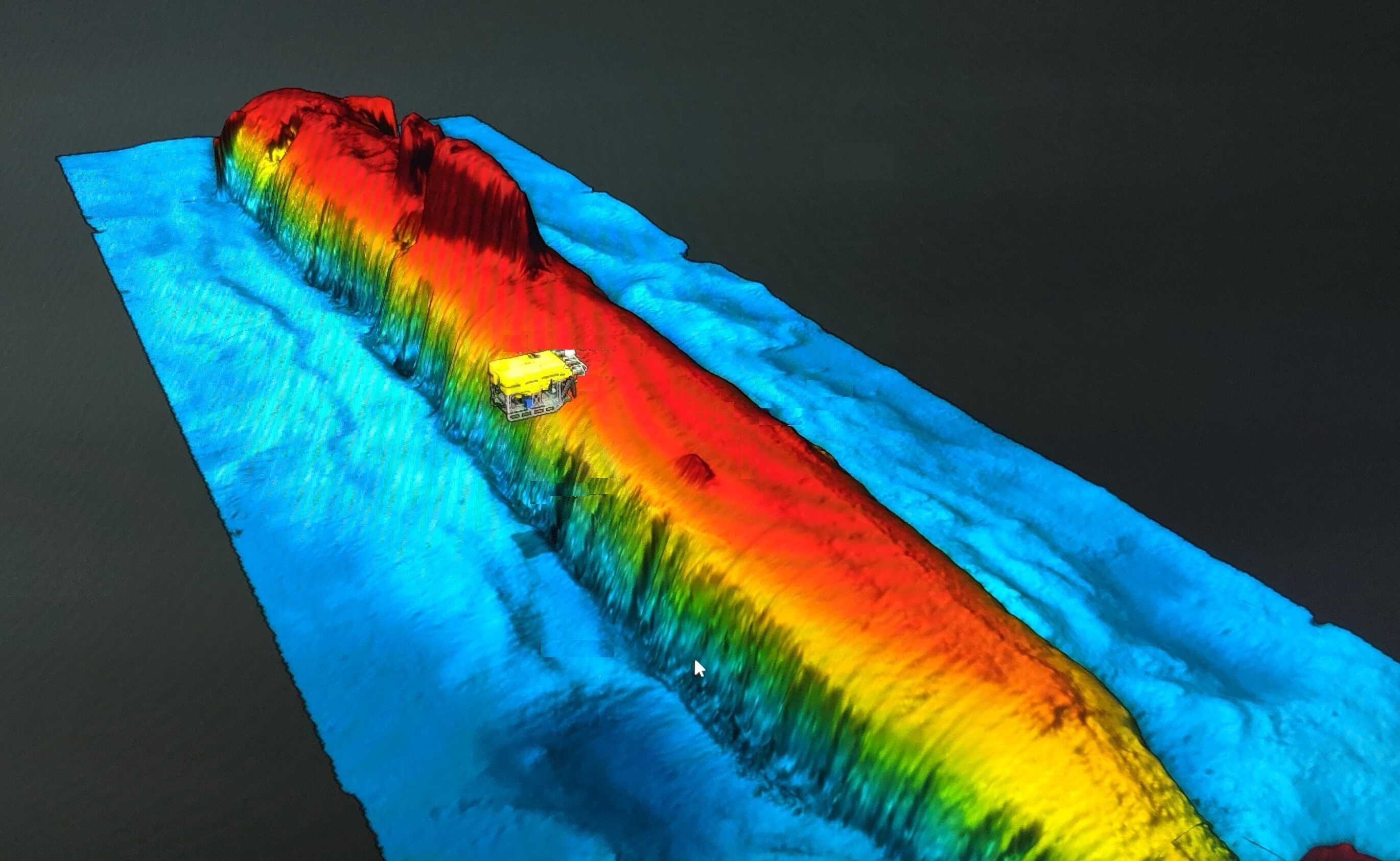 3D-батиметрия «Комсомольца» на морском дне в Норвежском море вместе с подводным аппаратом Ægir 6000 Затонувшая подлодка «Комсомолец» продолжила выбрасывать радионуклиды в океан спустя 30 лет